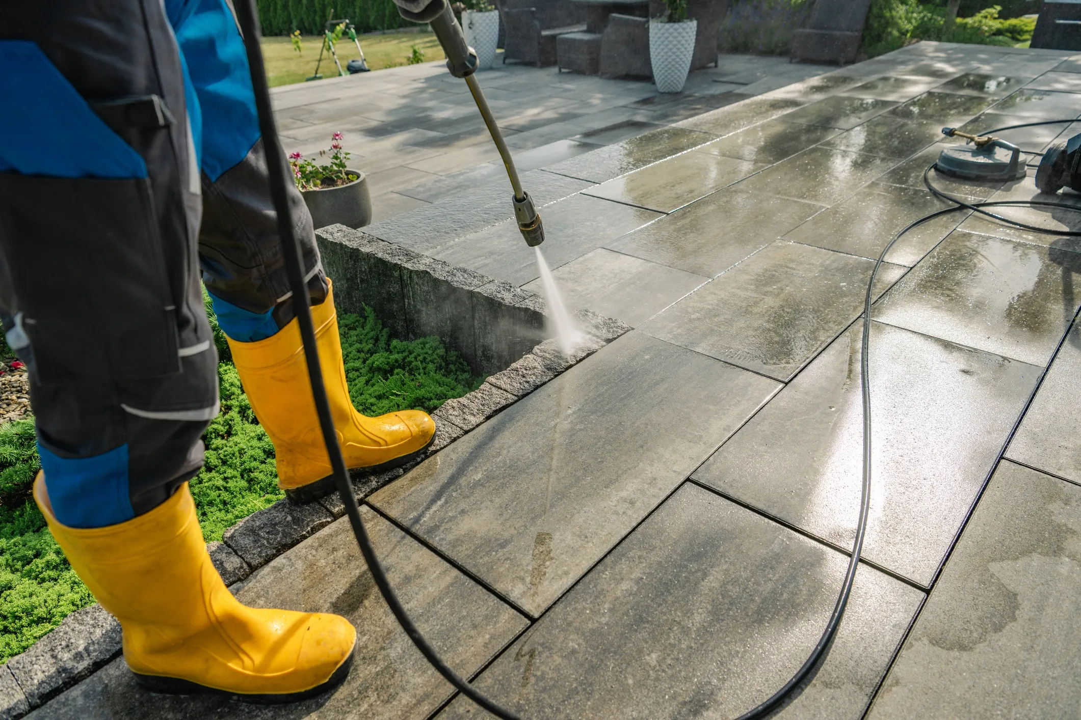 Restaurant patio pressure washing in Dallas TX